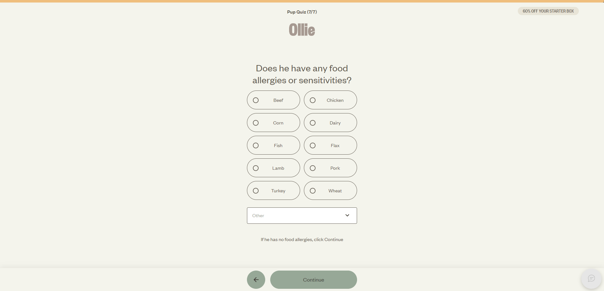 Total Vet Food sensitivities Ollie