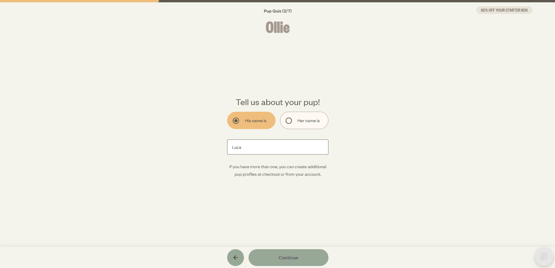 Total Vet Your dogs name and sex Ollie